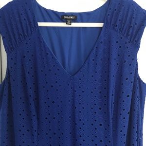 Size 24 Royal Blue Eyelet, Fully Lined, Capped Sleeve Dress